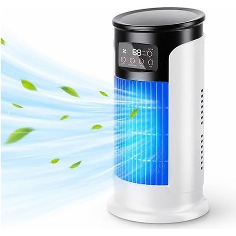 Mobile Air Conditioner Fan, Mini Portable Fan, Multicolor LED Ambient Lighting, Misting Humidifier, 6 Adjustable Speeds, 1/2/3/4/5/6 Hour Timer, For Home Office (A) [Class (1/5)