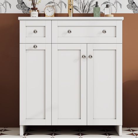 Mobile bagno con lavabo in ceramica 76x47x86 cm OKMYHOME (1/5)