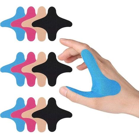 Cinta kinesiológica precortada, paquete de 12 unidades: tiras elásticas impermeables de soporte deportivo para tobillo, rodilla y hombro. (1/5)