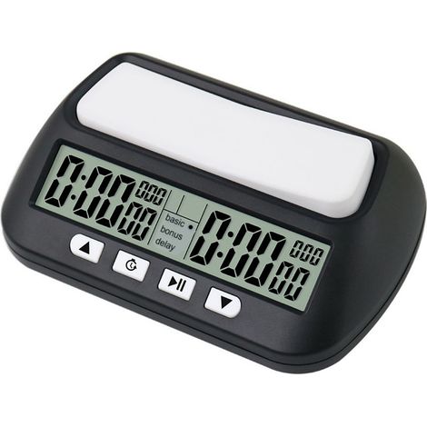YS-902 Chronomètre d'échecs chinois noir, version anglaise, pour le jeu de go et les tournois d'échecs internationaux, mode arbitre, désactivable, nécessite 2 piles AA (1/5)