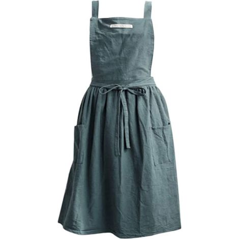 Tablier femme style japonais bretelles croisées, coton vintage uni, 2 poches, usage chef, fleuriste, café (1/5)