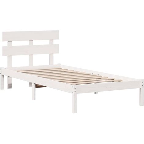 Lit simple,Lit adulte,Cadre de lit Blanc 90 x 200 cm Bois de pin massif CFW1162280 (1/5)