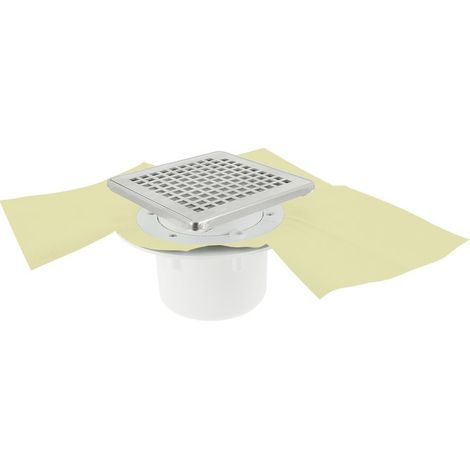 Nicoll – Siphon de douche carrelée 15x15 cm – Grille inox 304 – Haut-débit avec natte d'étanchéité – Verticale (1/5)