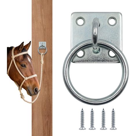 Anneau d'attache pour cheval - Quincaillerie de fixation murale carrée  Matériel d'équitation et fournitures - pour écurie, centre équestre, ranch, ferme, enclos, sellerie, aire de travail (1/5)