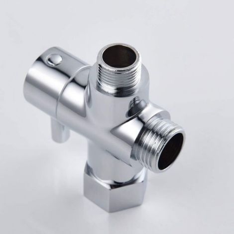 1 Vanne 3 Voies,Laiton Massif,Adaptateur 3/8",Chrome,Déviateur Eau,Bidet Toilette (1/5)
