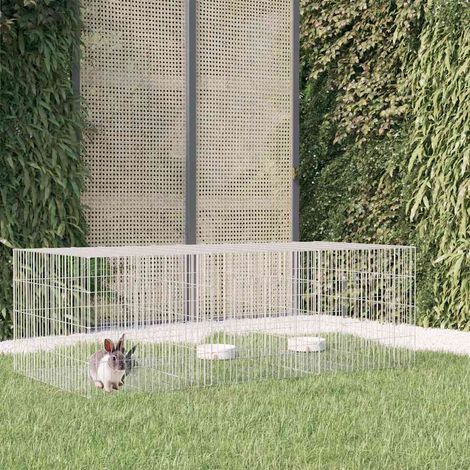 vidaXL Jaula para conejos 3 paneles hierro galvanizado 163x79x54 cm (1/5)