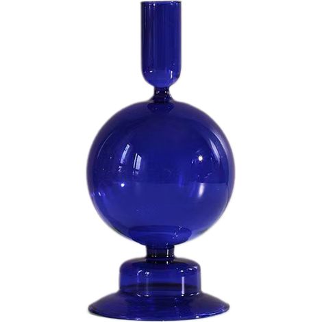 Vase de fleurs - Verre sphérique bleu - vase hydroponique multifonction pour centre de table et décoration d'intérieur (1/5)