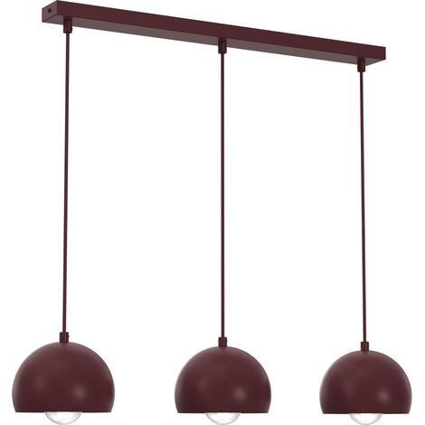 Suspension minimaliste bordeaux 3 abat-jours dôme E27 15W Luminex (1/2)