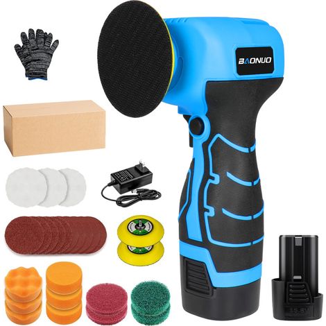 Perceuse polisseuse sans fil 2-en-1, kit avec 1 batterie et 1 chargeur, polisseuse compacte pour voiture, lustrage, dérouillage, ponçage, travail du bois, outil multifonction lithium-ion portable (1/2)