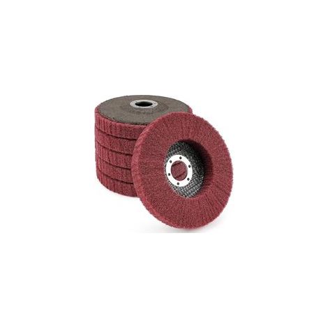 Set mit 6 Nylon-Faser-Schleifscheiben mit Lamellen, 12,5 x 2,2 cm – Körnung 320, Polierscheibe für Winkelschleifer, zum Reinigen, Entgraten und Entrosten (1/5)