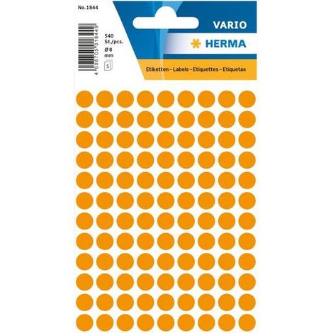 HERMA - Étiquette 1844 ronde 8 mm orange fluorescent 540 pièces