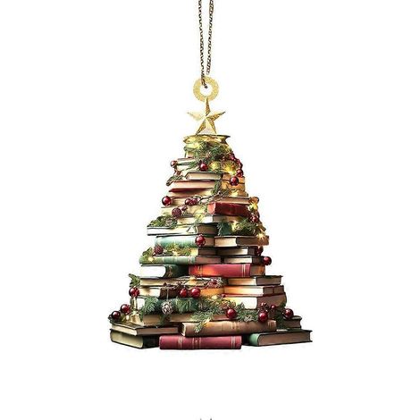 Décorations de Noël en acrylique pour les amoureux des livres, pendentifs en forme de livre pour étagère, à poser sur un sapin.