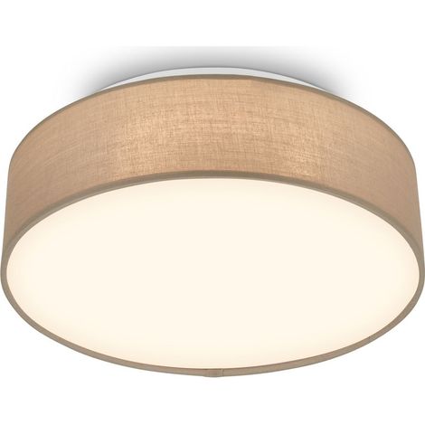 Briloner LED Deckenlampe Stoffschirm Ø30x10,5 cm Rund 16W 1800lm 3000K Warmweiß Taupe - Deckenleuchte Wohnzimmer Schlafzimmer Küche Flur (1/5)