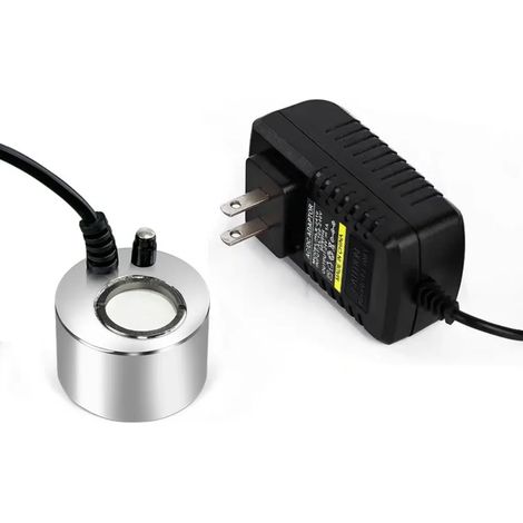(Sans alimentation électrique) Brumisateur d'intérieur à lumière colorée pour aménagement paysager, tête de pulvérisation ultrasonique, transformateur 24 V, nébuliseur ultrasonique pour l'aménagement  (1/5)