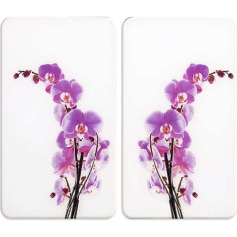 Protection plaque de cuisson en verre trempé 52x30cm – Lot de 2 – 8 pieds antidérapants réglables – Multicolore pour toutes plaques (1/5)