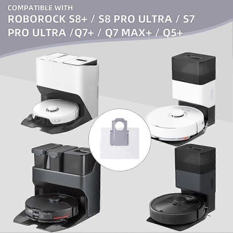 NALOOKAMIC Sacs à poussière de rechange pour station de vidage automatique des aspirateurs Roborock S8+/S8 Pro Ultra/S7 MaxV Ultra/S7 Pro Ultra/Q7+/Q7 Max+/Q5+, B