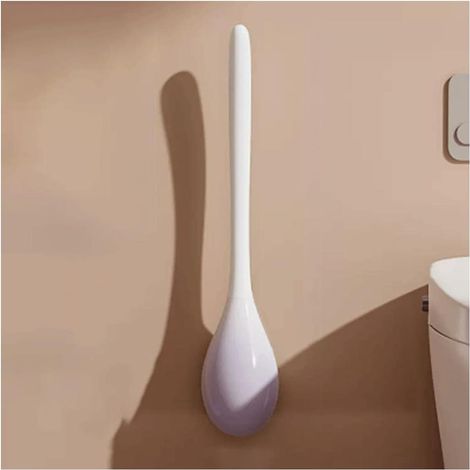 Brosse Toilettes Murale Silicone Style Crème Anti-Rayures Sans Poils Outil Nettoyage Multifonction Salle de Bain (1/5)