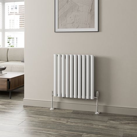 White Oval Column Designer Radiator Vertical Horizontal 600 x 600mm Single Panel