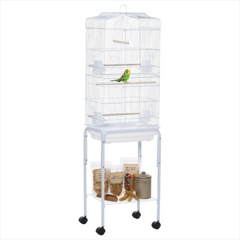 Cage pour oiseaux Cage à oiseaux sur pied avec toit ouvrant (1/5)