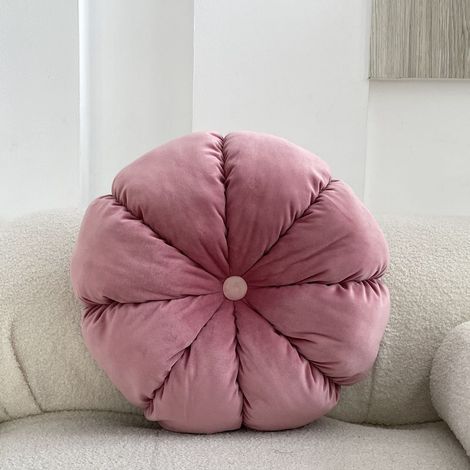 Coussins ronds, coussins plissés en forme de citrouille, coussins décoratifs, coussins de chaise, coussins de canapé (1/4)