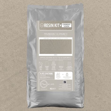 Kit Resina Cemento Fleur in Polvere per Pavimenti Pareti Piastrelle - Formato: 8 Kg - Colore: Greige