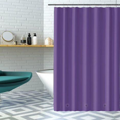 Doublure de rideau de douche - PEVA 100% imperméable - Violet - 122x183 cm - Œillets métalliques antirouille (1/4)