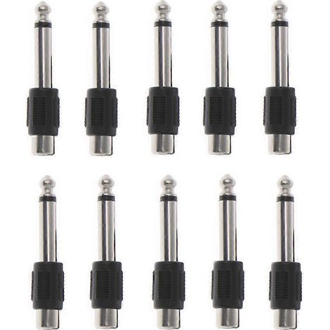 Lot de 10 adaptateurs RCA femelle vers fiche mono mâle 6,35 mm (1/4") (1/4)