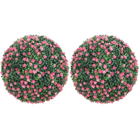 HOMCOM Set of 2 Artificial Topiary Balls Indoor Outdoor Faux Boxwood Balls