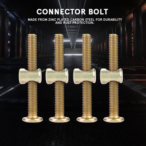 Vis de meuble M6 en acier au carbone 50mm avec écrous cylindriques 6mm, lot de 10 fixations connecteurs (1/5)