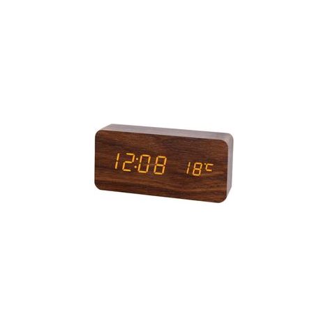 Lntyq LED Réveil en Bois Numérique Réveil Bureau - Réveil moderne en bois Date Température Affichage Humidité 12/24 Heure - Pour la maison, la chambre à coucher, le bureau (Marron)