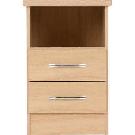 Nevada 2 Drawer Bedside - L40 x W40 x H61 cm - Sonoma Oak Effect (1/5)