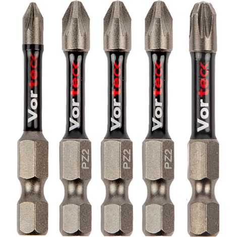 Embouts de Vissage à Impact PZ Mix, 50 mm, Set Pozidriv pour Visseuse à Chocs, Emmanchement 1/4 pouce Hex Quick Lock, Pointe Magnétique, Zone de Torsion, Lot de 5 (1/5)