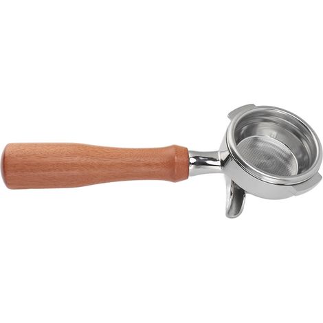 58-mm-Kaffeefilter aus Edelstahl mit 2 abnehmbaren Halterungen, Holzgriff und Doppelauslauf für Nuova Kaffeemaschinen (Modell 4) (1/5)