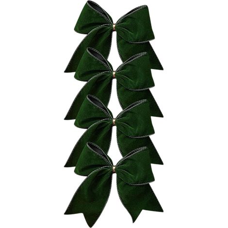 Nœud Papillon Pour Arbre De Noël - 4 Pièces - 15 x 15 cm - Tissu Flocké - Décoration Intérieure Fêtes Et Mariages (1/5)