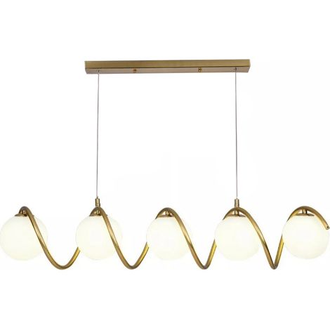 Lampadario a sospensione da soffitto twister con 5 sfere in vetro lampada decorativa bronzo per soggiorno cucina attacco g9 (1/5)