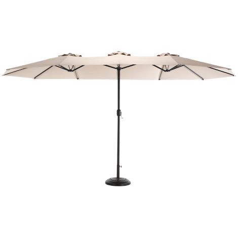 Doppelseitiger Sonnenschirm 4,5 m rechteckig, XXL Terrassenschirm khaki mit Kurbel, großer Gartenschirm aus 180 g Polyester, ohne Ständer