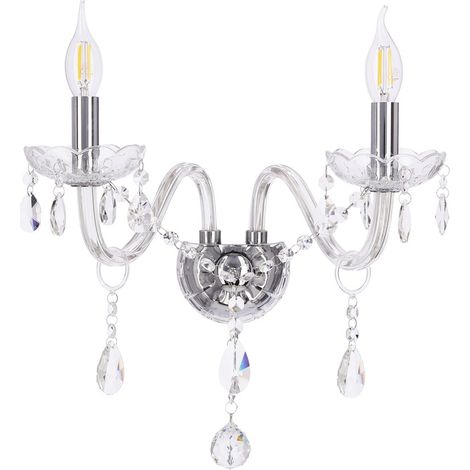 Glamouröse Doppelkerzenständer-Wandleuchte Cristallo 2x40W E14 Candellux