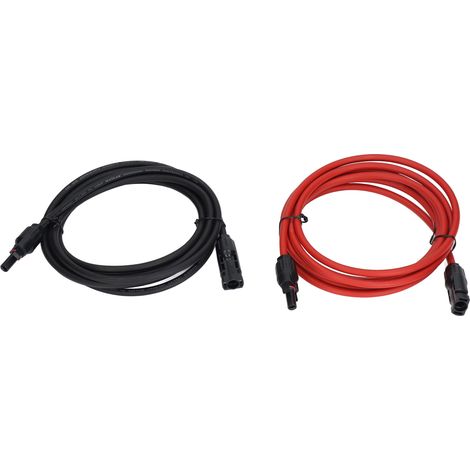 Ortviai Câble d'extension solaire 6 mm² (10 AWG) 1000 V CC rouge/noir – 2 pièces de 3 m avec connecteurs MC4 étanches IP68 (1/5)