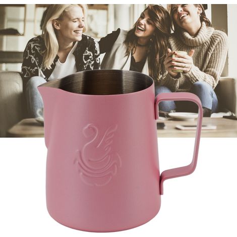 Sandgestrahlter, schwanenförmiger Latte-Art-Becher, 380 ml, Edelstahl 304, rosa (1/5)