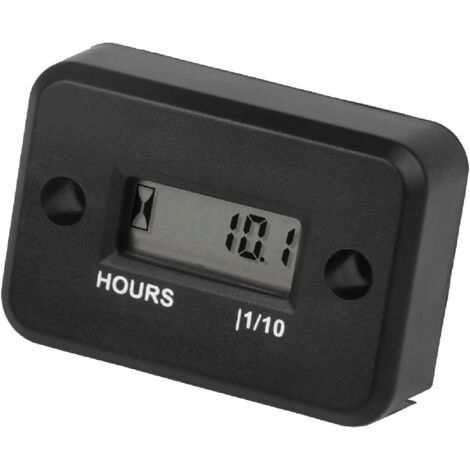 Compteur horaire numérique LCD inductif étanche pour bateau, souffleuse à neige, onduleur, générateur, tondeuse à gazon et petit moteur à essence (, noir) (1/4)