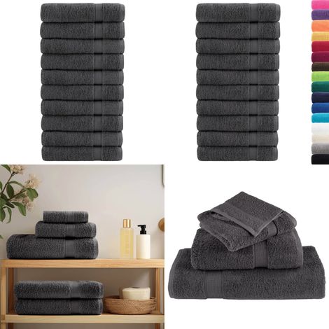 Premium-Badetücher SOLUND 10 Stk. Anthrazit 100x150 cm 600 g/m² - Baumwolle - Badehandtücher - Duschtücher - Anthrazit - Handtücher Set - Home & Living (1/5)