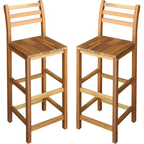 Chaise de bar bois massif clair Poka - Lot de 2 (1/4)