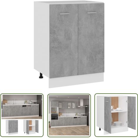 INLIFE Armoire de plancher Gris béton 60x46x81,5 cm Aggloméré (1/5)