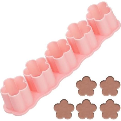 Emporte-Pièces, Mini Emporte Piece Plastique Emporte-Pièces Tampon pour la Cuisson du Chocolat, y Compris 5 Cavités(Forme de Fleur) (1/4)