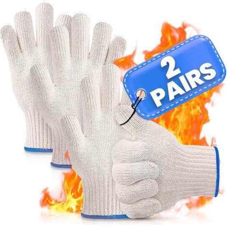 Gants Aramide – 9,5'' – Lot 2 Paires – Résistants Chaleur – Four/BBQ/Rôtissage – Protection Mains (1/5)