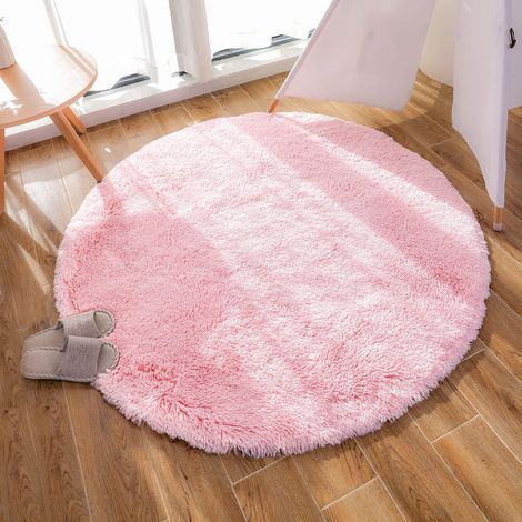 Tapis de Salon Moderne, décoration de la Maison, Tapis de Chambre en Velours Rond en Peluche Super Doux, Tapis d\'intérieur Doux et Moelleux (Rose, 120x120 cm)-Fei Yu (1/5)