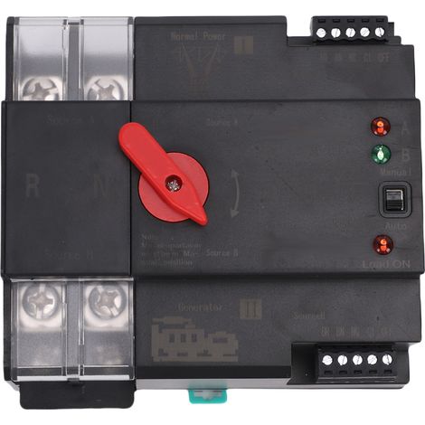 Commutateur transfert automatique double alimentation 2P 100A – Rail 35mm manuel sélecteur maison magasin usine (1/5)