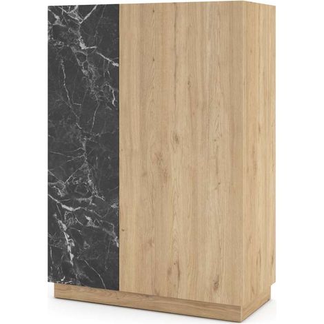 Mueble auxiliar alto 2 puertas abatibles md-Laura acabado roble/negro. 127cm(alto) 90cm(ancho) 41.8cm(prof.) (1/5)