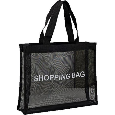 Sac de courses en maille noire — Cabas grande capacité pour le travail et le shopping (45 x 35 x 15 cm) (1/4)