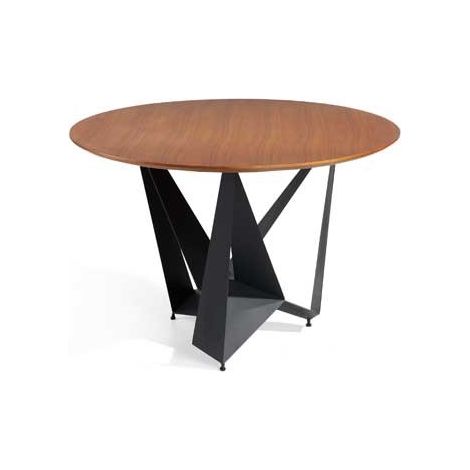 MOMMA HOME Mesa de salón circular, Acabado en Nogal, Modelo Mestic, Medidas Ø 120 x 76H cm (1/5)